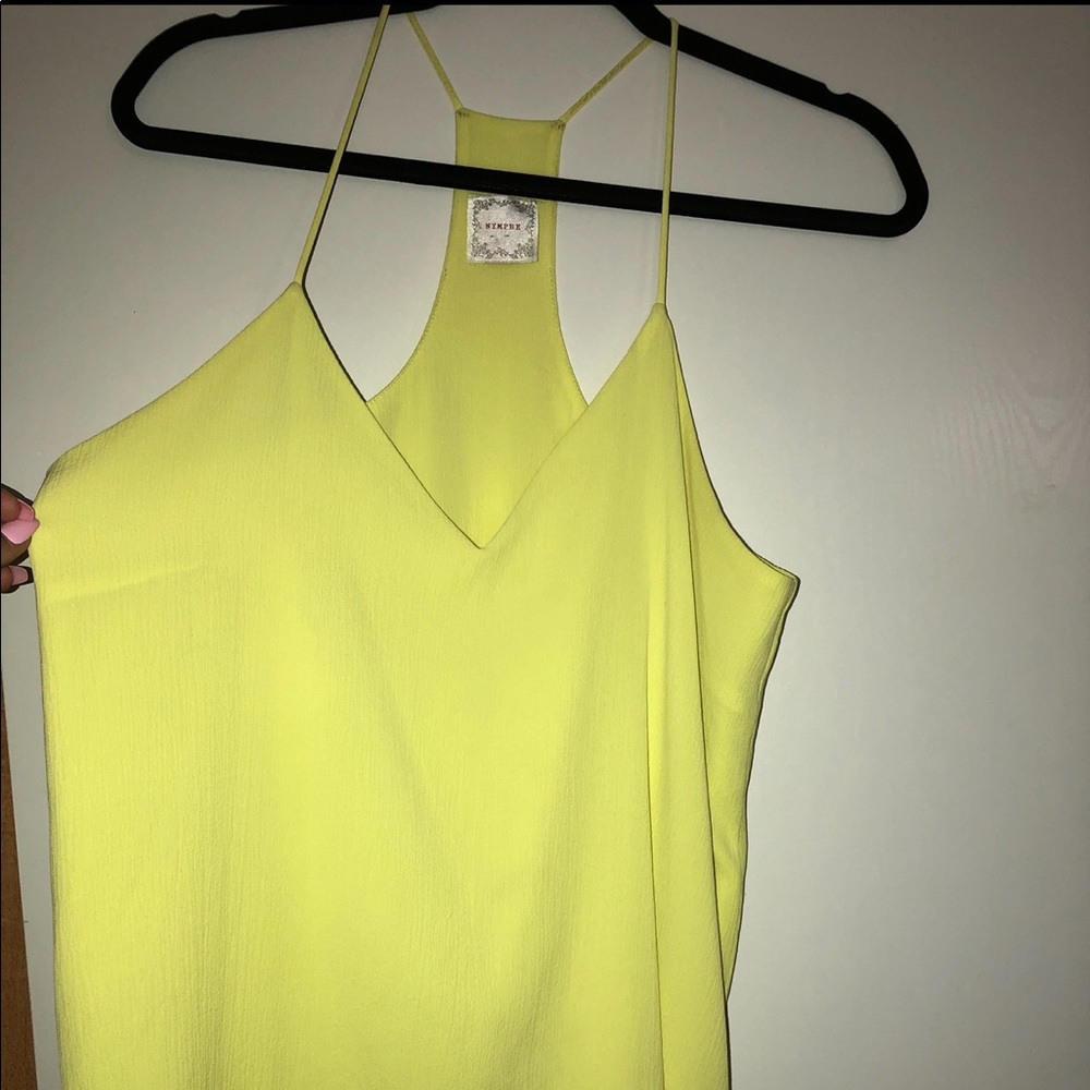 Spaghetti strap top. Neon yellow color.